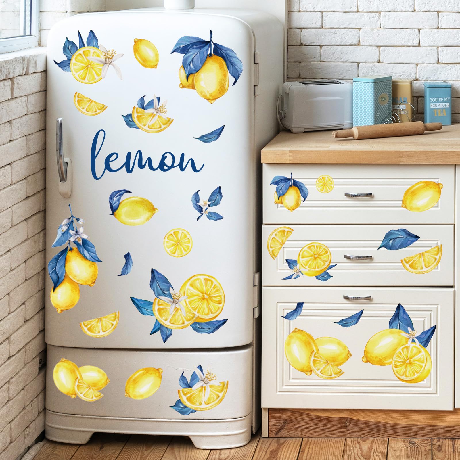 Amazon.com: Whaline 12 Sheets Capri Lemon Wall Stickers Blue